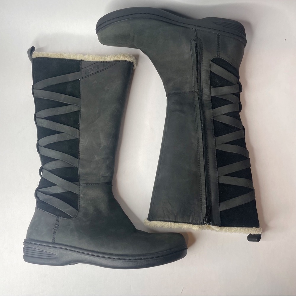 Teva Figueroa Black Leather Fleece Lining Waterproof Boot Size 7